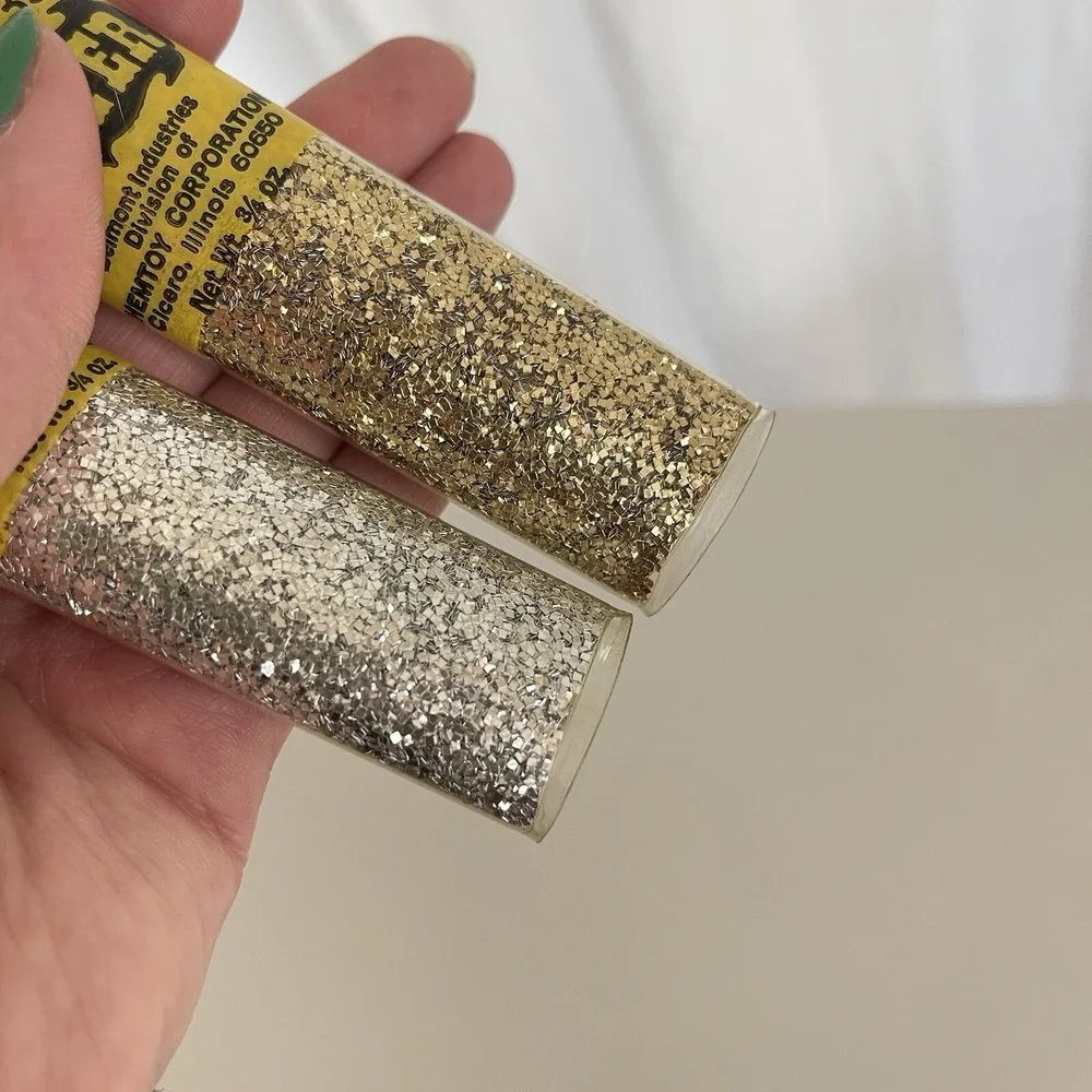GLITTER‎ CRAFT Chemtoy VTG Aluminium SPARKLE Christmas Glitter silver Gold